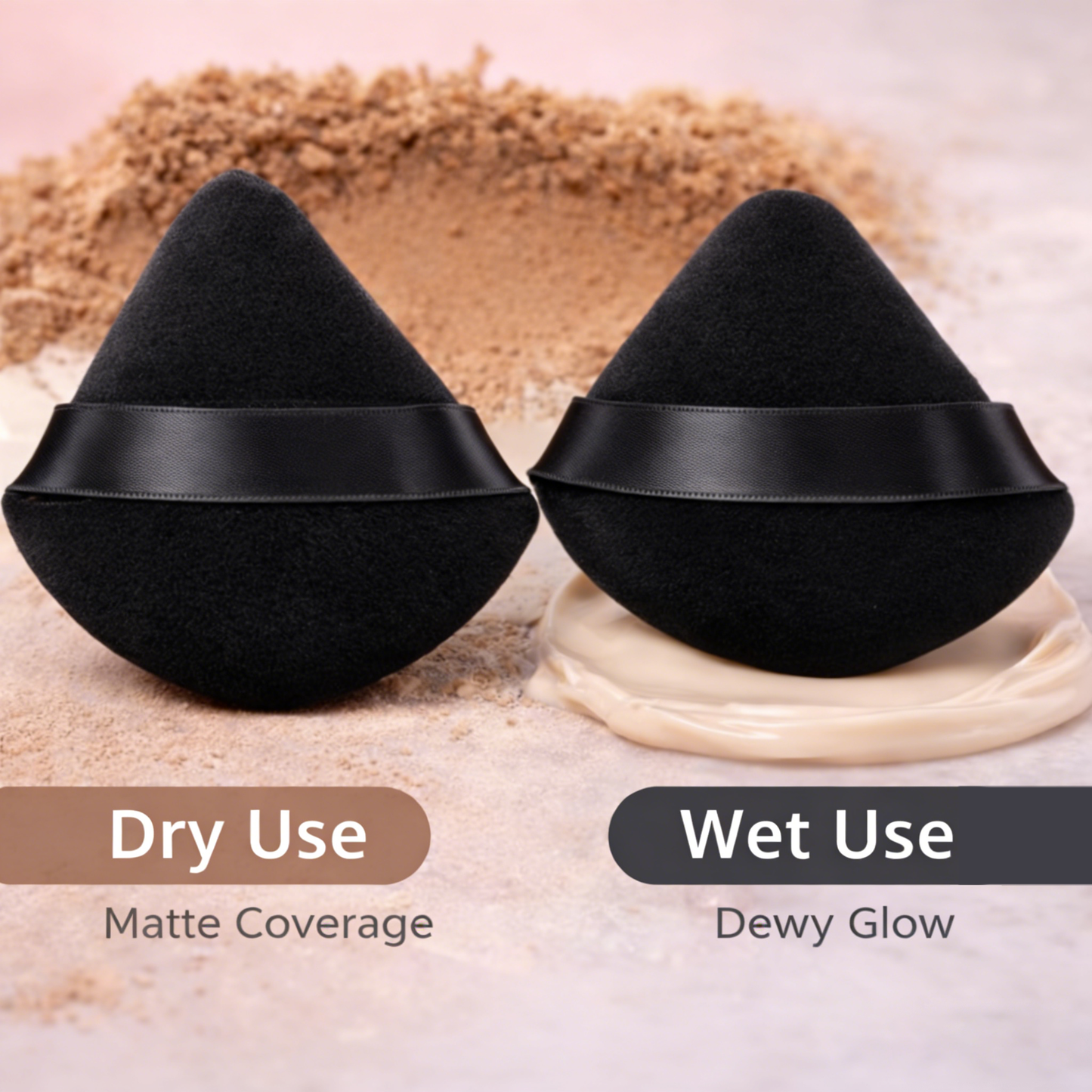 Ausmary® Ribbon Soft Velvet Triangle Powder Puff